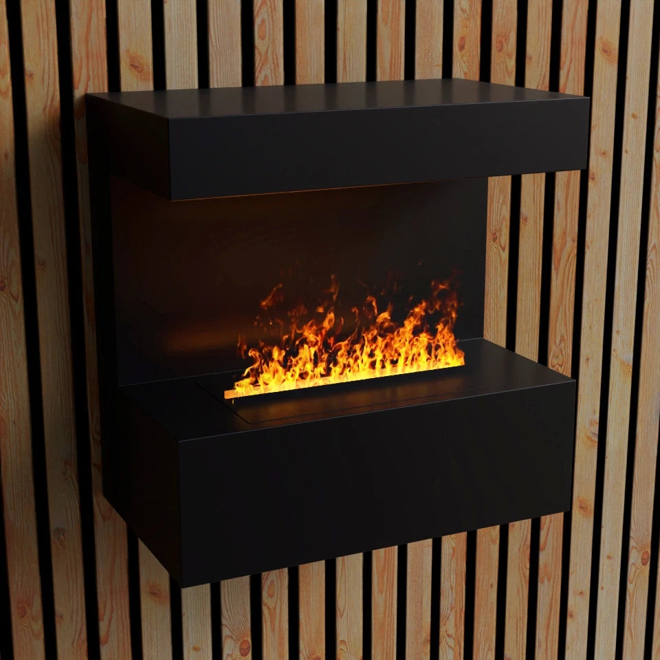 Late Wall-Mounted Water Vapour Fireplace - Black