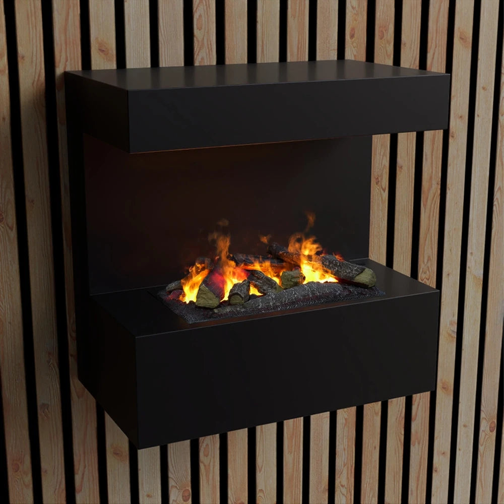 Late Wall-Mounted Water Vapour Fireplace - Black