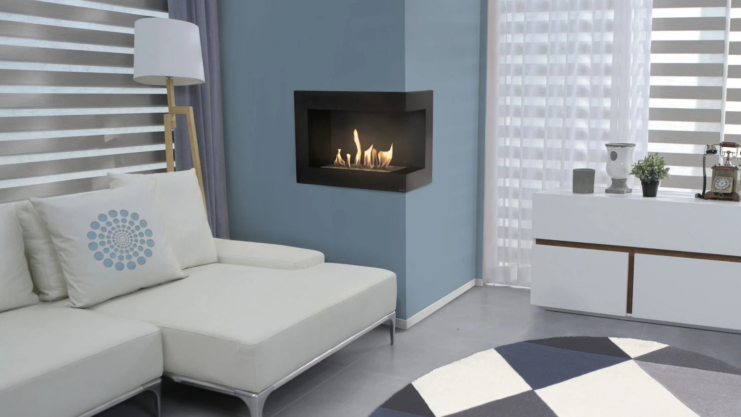 Sarok bio kandalló 120 cm (jobb oldali)