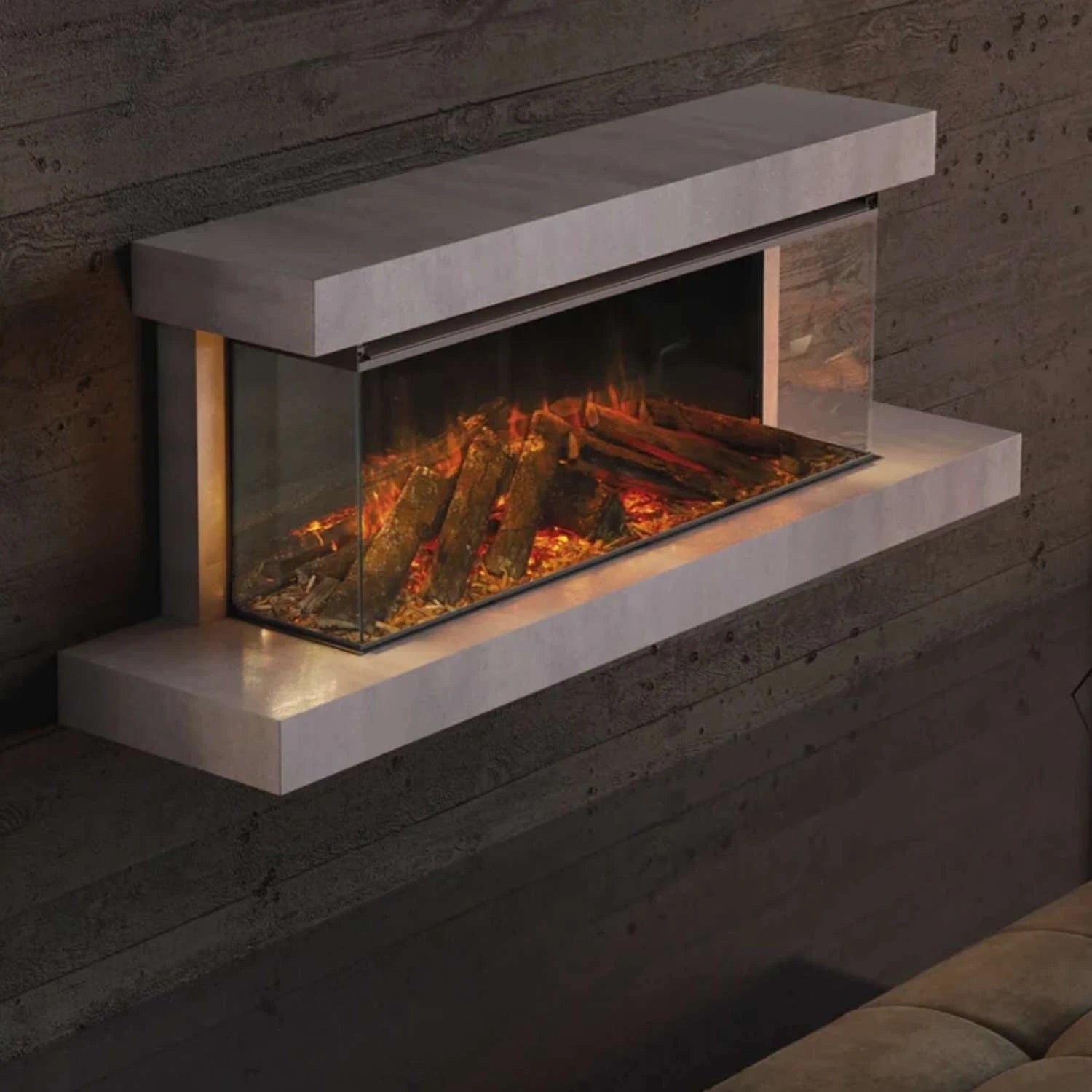 Lumen 870 Wall-Mounted Electric Fireplace – Stone