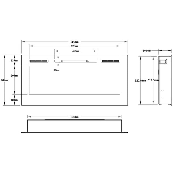 Majestic 45" - 114 cm falra szerelhető elektromos kandalló