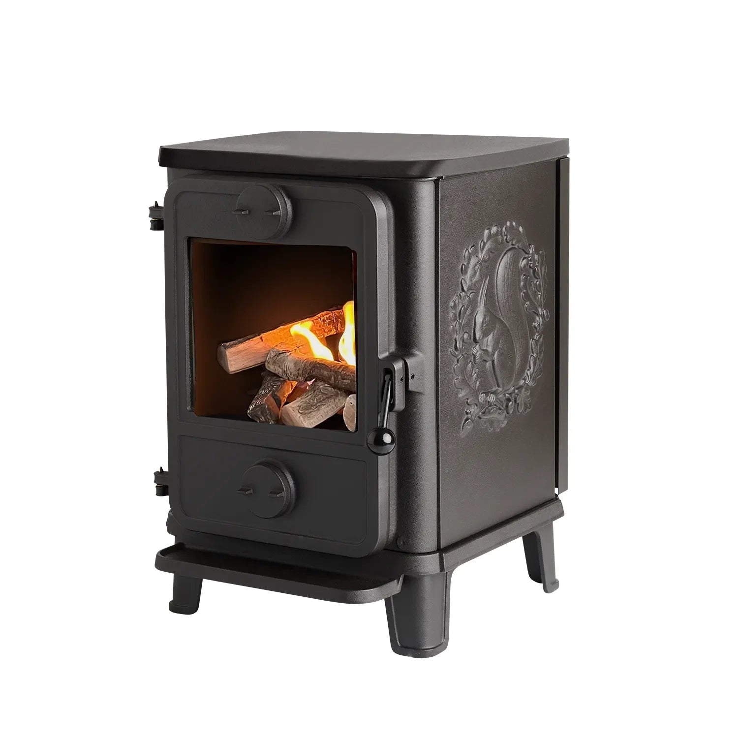 Morsø 1010 black cast iron bioethanol fireplace, designed in a classic wood-burning stove style