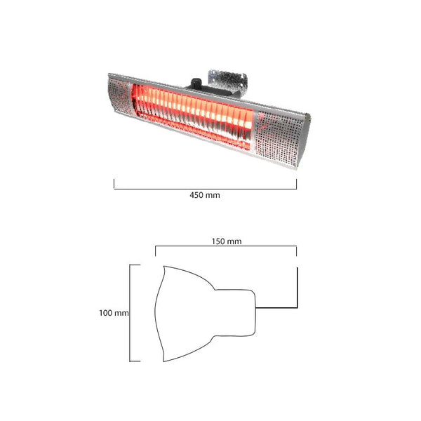 Fali teraszfűtő 1500 W, GT, 51 cm