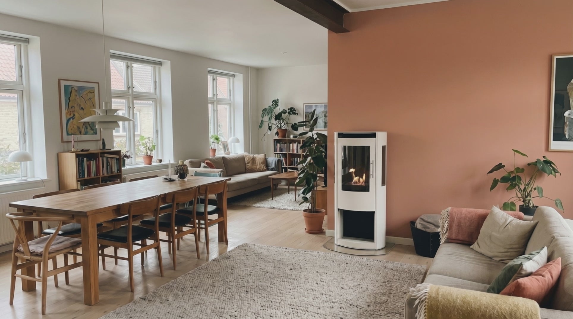 Load video: Lincoln - Bioethanol Wood-burning stove - White
