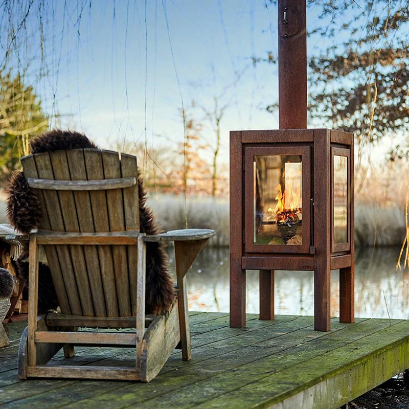 Quaruba XXL rusted steel garden fireplace
