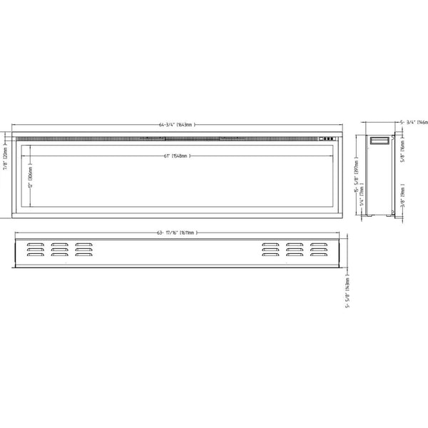 Royal elektromos kandalló 65" - 165 cm fali kandalló