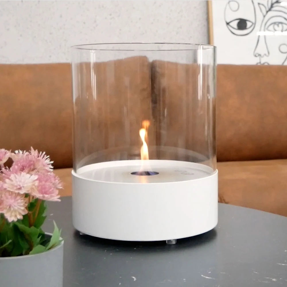 White bio ethanol fireplace