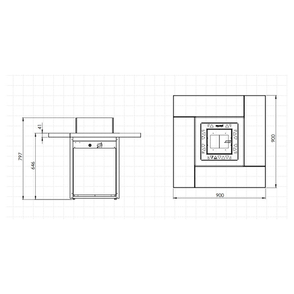 Square Table - kültéri gázkandalló