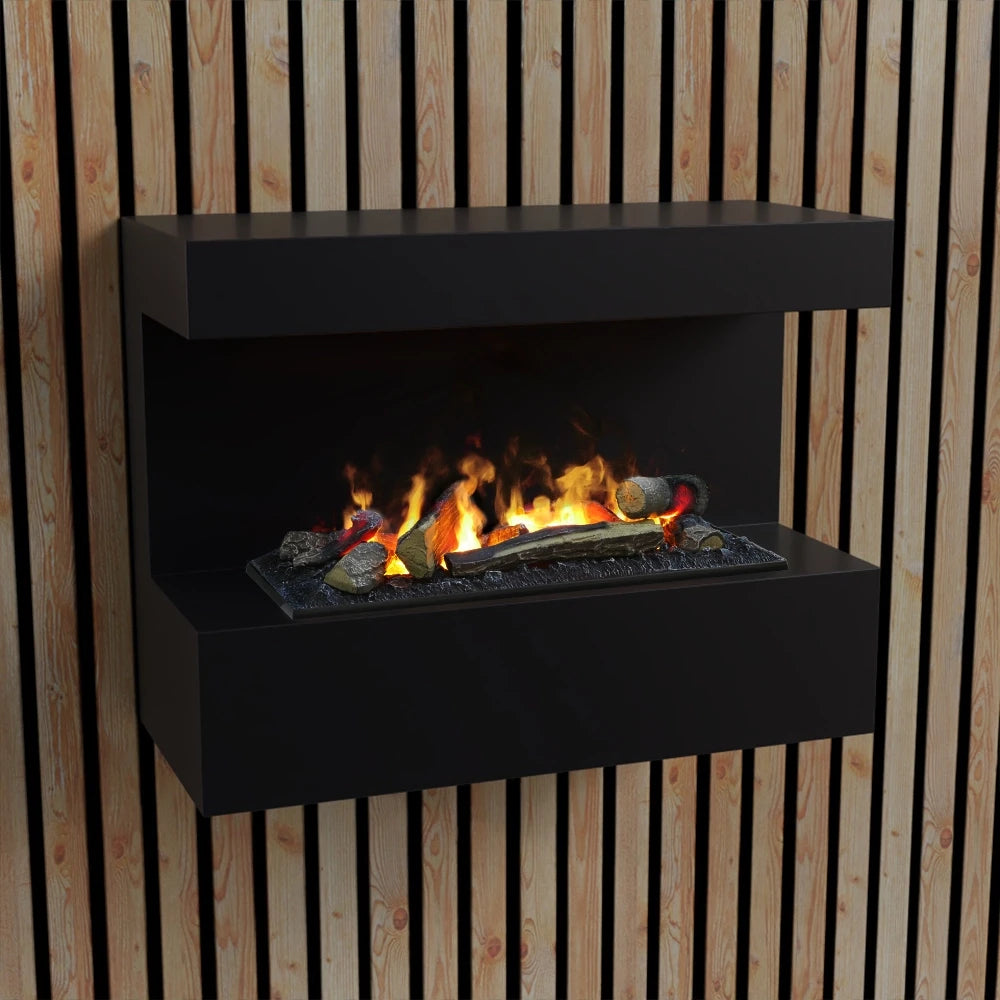 Steinsdal Wall-Mounted Water Vapour Fireplace - Black