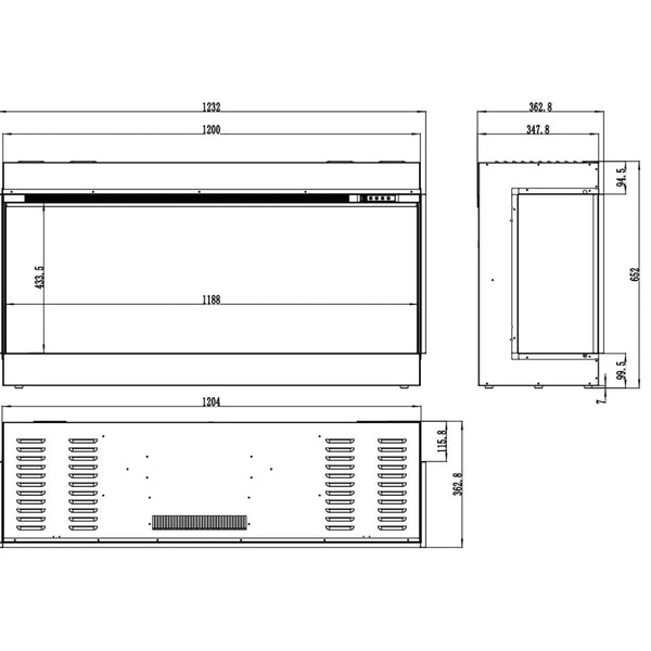 Superb 3D 120 cm beépíthető elektromos kandalló