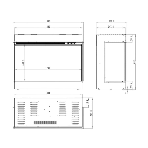 Superb 3D 80 cm beépíthető elektromos kandalló