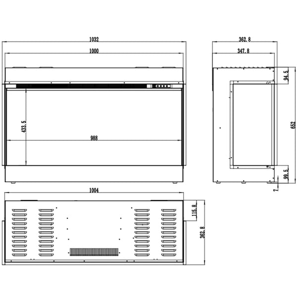 Superb 3D 100 cm Beépíthető Elektromos Kandalló