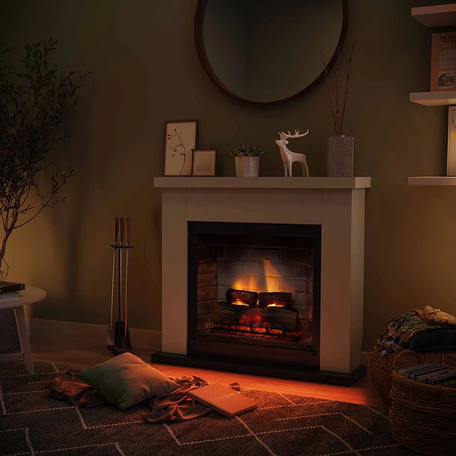 Frode Electric Fireplace - Beige