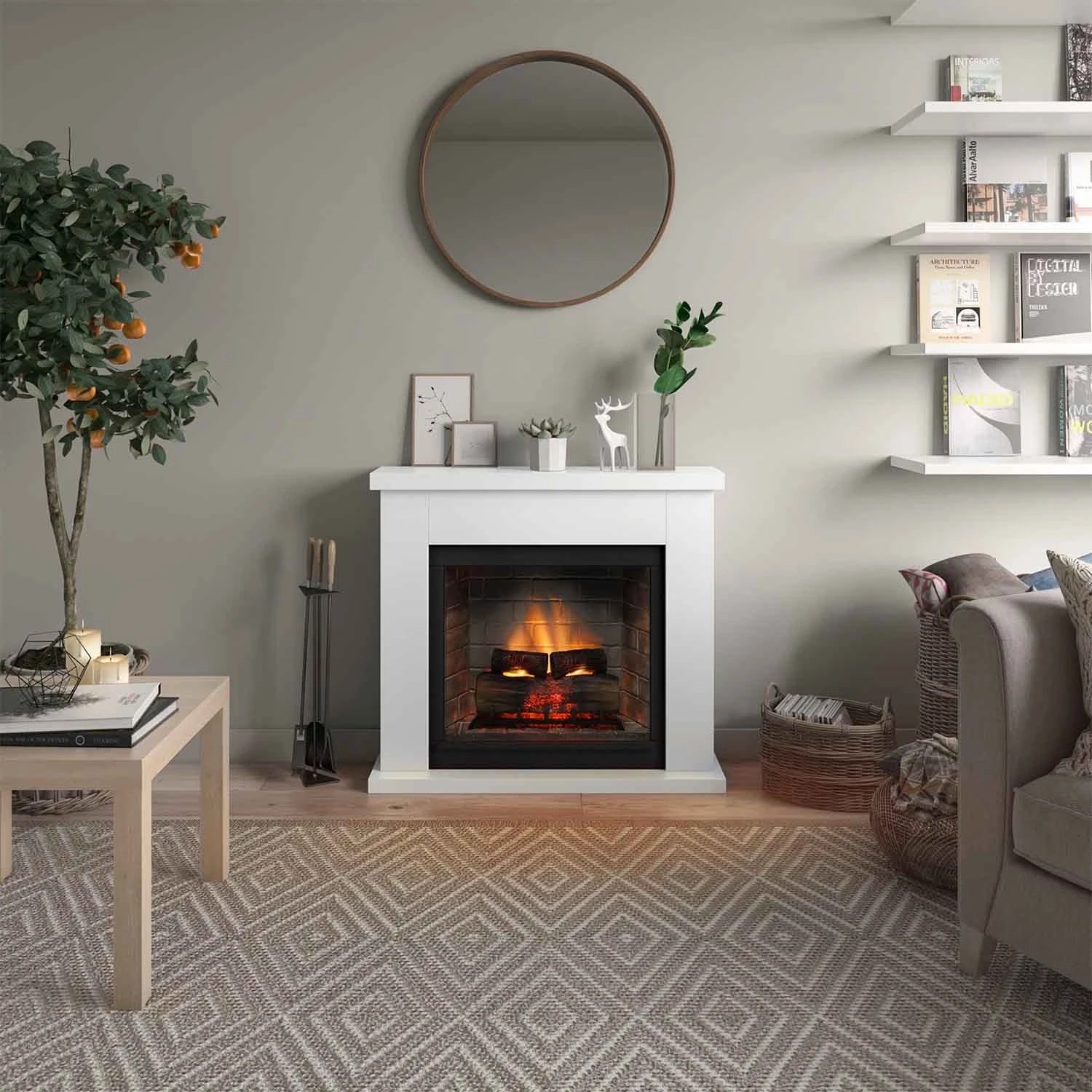 Frode Electric Fireplace - White