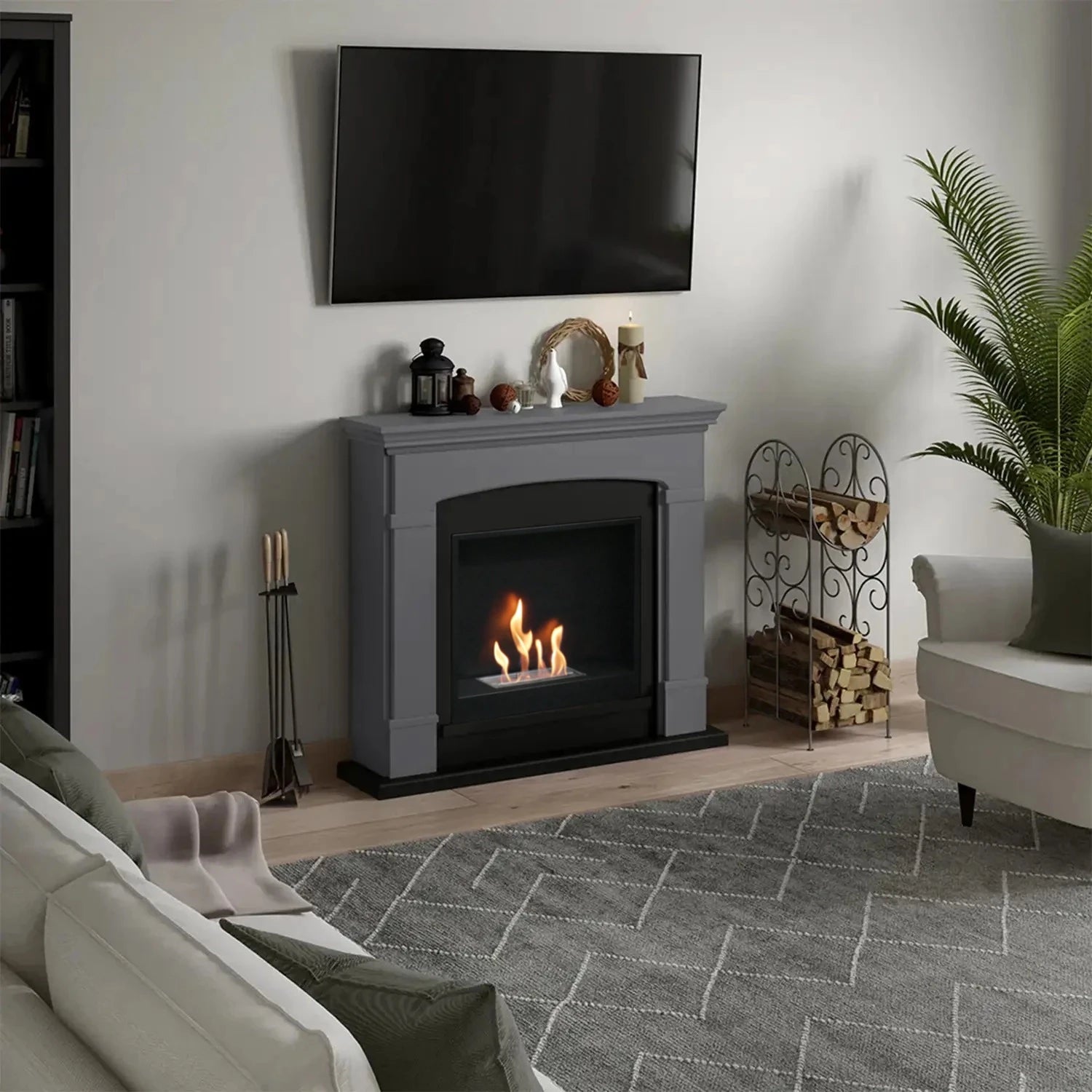 Helmi Bioethanol Fireplace - Grey