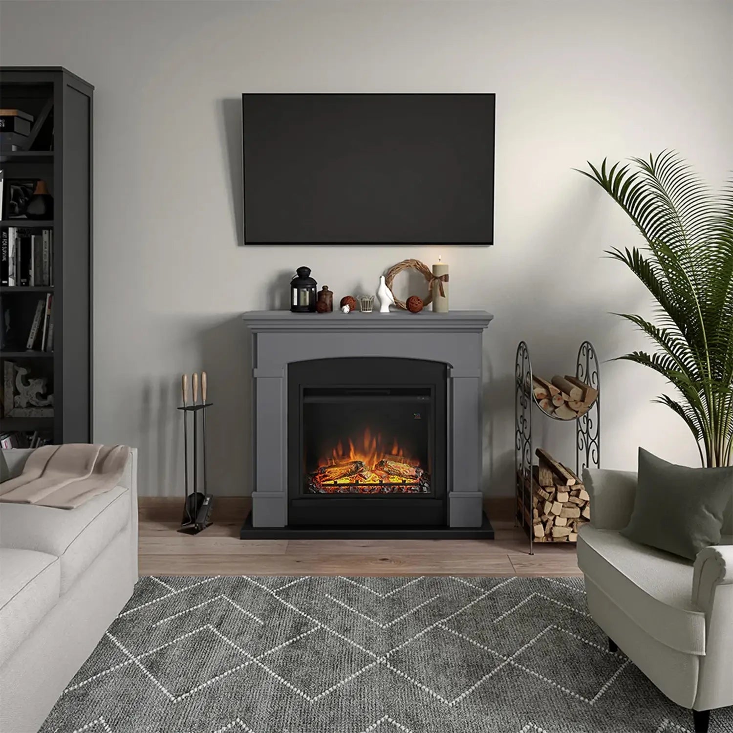 Helmi Electric Fireplace - Grey