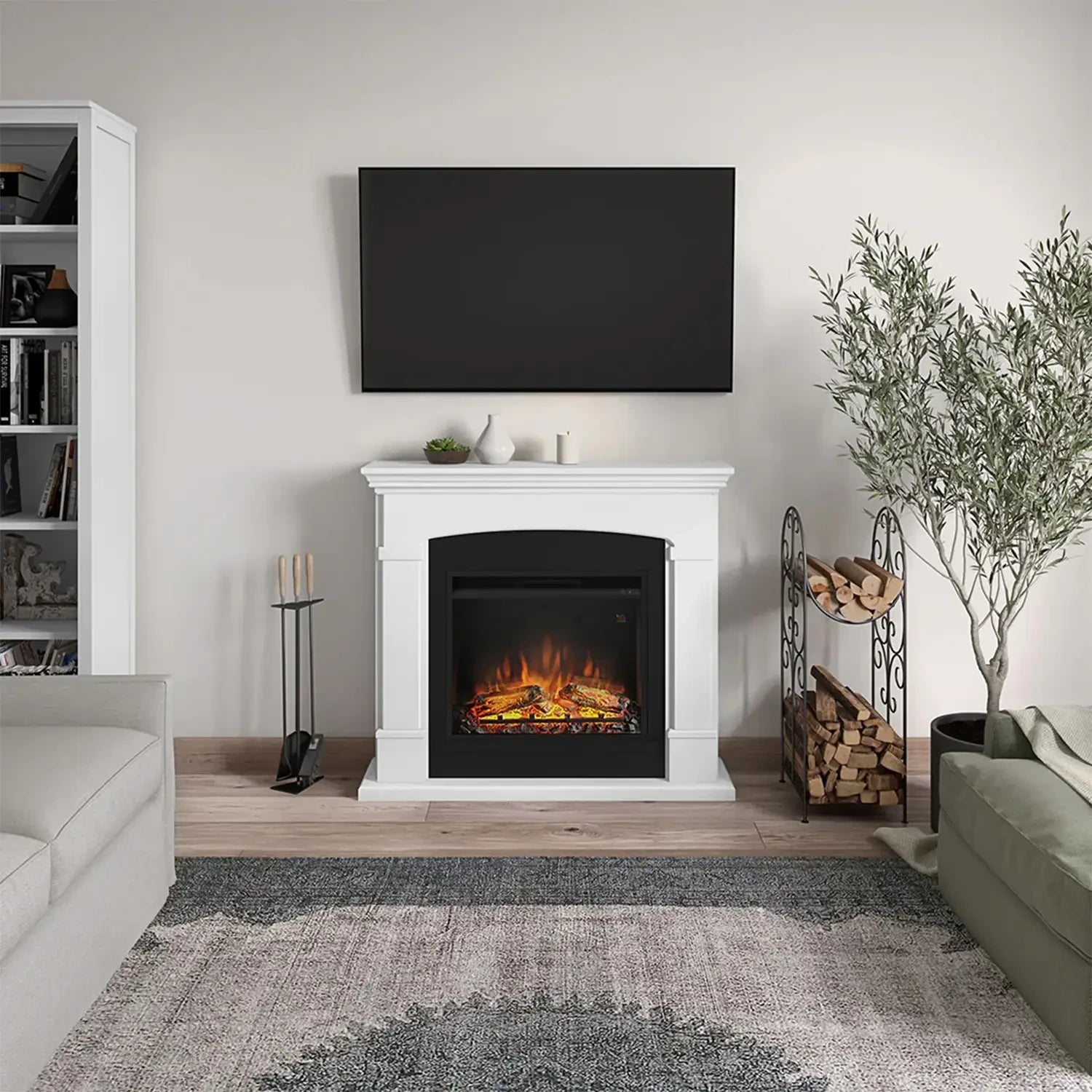Helmi Electric Fireplace - White