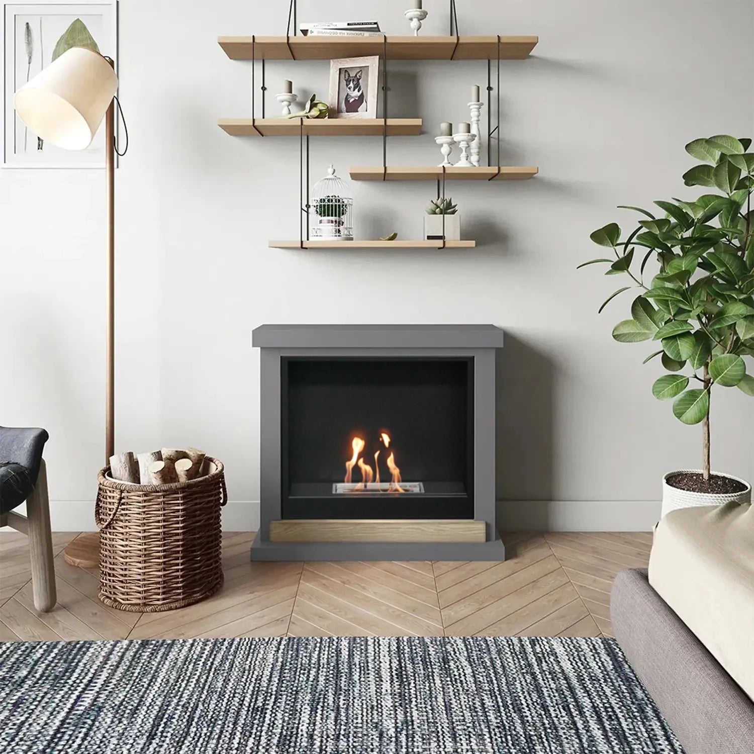 Hagen Bioethanol Fireplace Mantel - Grey