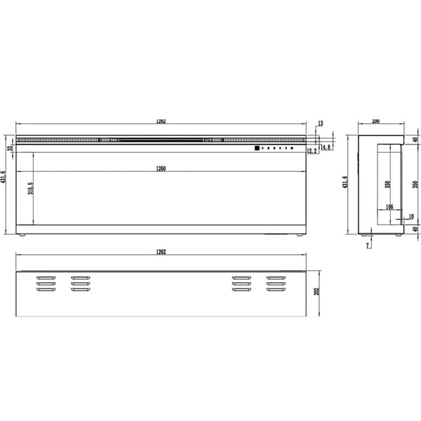 Unique 127 cm - háromoldalú elektromos kandalló