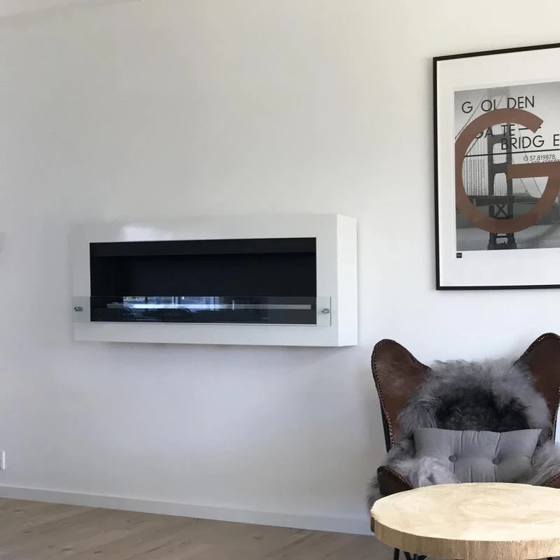 Large Wall Mounted Biofireplace - White